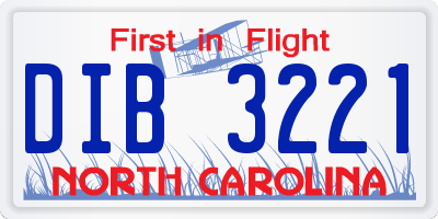 NC license plate DIB3221
