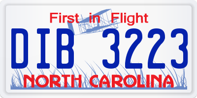 NC license plate DIB3223
