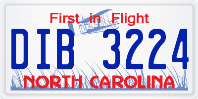 NC license plate DIB3224