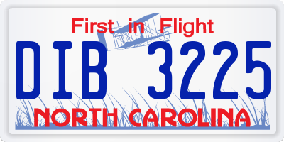 NC license plate DIB3225