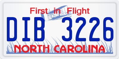 NC license plate DIB3226