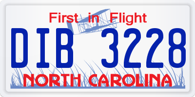 NC license plate DIB3228