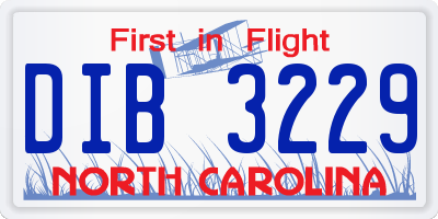 NC license plate DIB3229