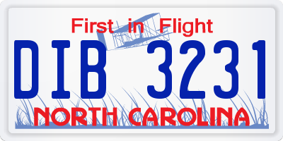 NC license plate DIB3231