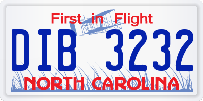 NC license plate DIB3232