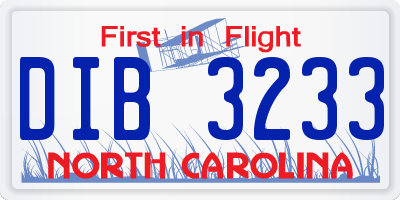 NC license plate DIB3233