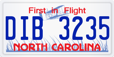 NC license plate DIB3235