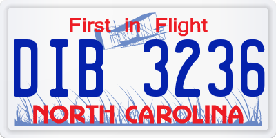 NC license plate DIB3236