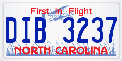NC license plate DIB3237