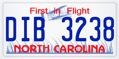NC license plate DIB3238