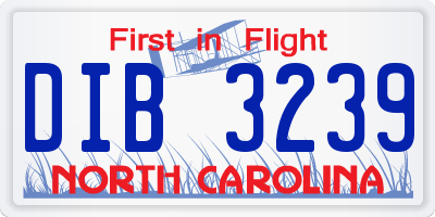 NC license plate DIB3239
