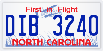 NC license plate DIB3240