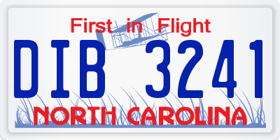 NC license plate DIB3241