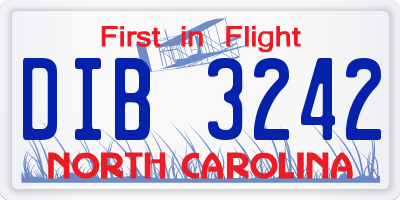 NC license plate DIB3242