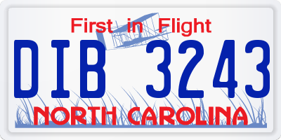 NC license plate DIB3243