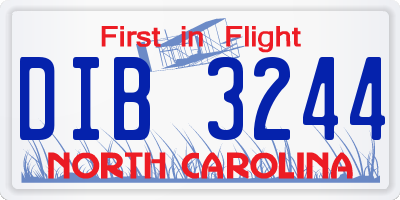 NC license plate DIB3244