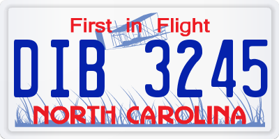 NC license plate DIB3245