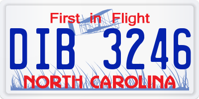NC license plate DIB3246