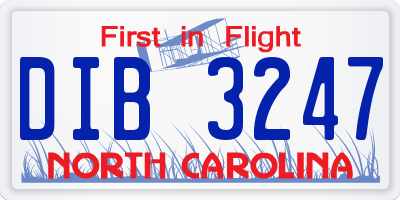 NC license plate DIB3247