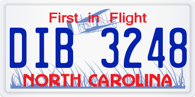 NC license plate DIB3248