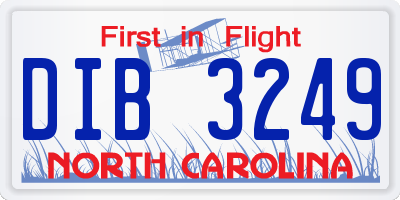 NC license plate DIB3249
