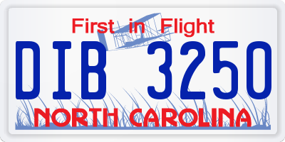 NC license plate DIB3250