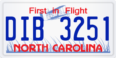 NC license plate DIB3251