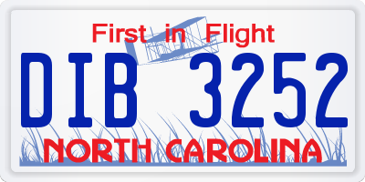 NC license plate DIB3252
