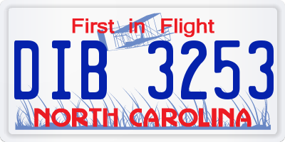 NC license plate DIB3253