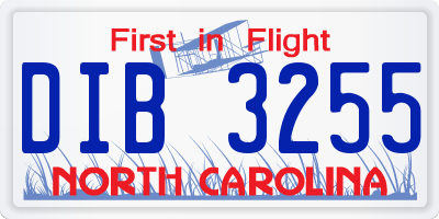NC license plate DIB3255