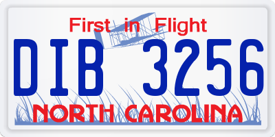 NC license plate DIB3256