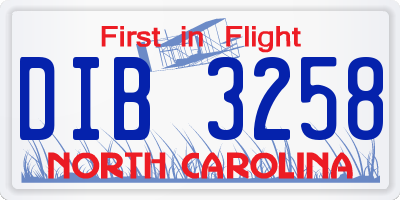 NC license plate DIB3258