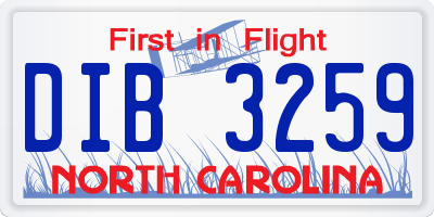 NC license plate DIB3259