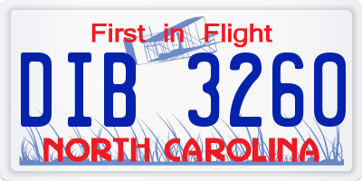 NC license plate DIB3260