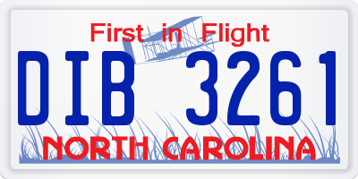 NC license plate DIB3261