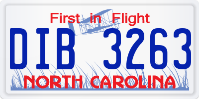 NC license plate DIB3263
