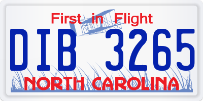 NC license plate DIB3265