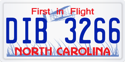 NC license plate DIB3266