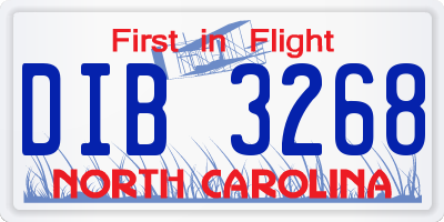 NC license plate DIB3268