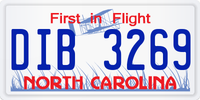 NC license plate DIB3269