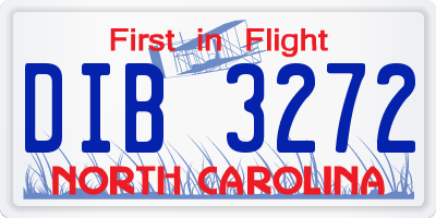 NC license plate DIB3272