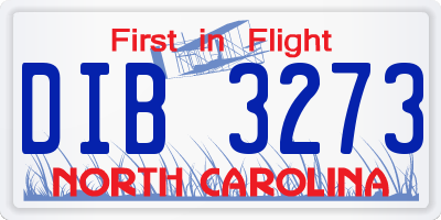 NC license plate DIB3273