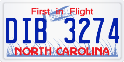 NC license plate DIB3274