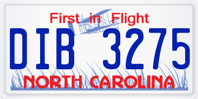 NC license plate DIB3275