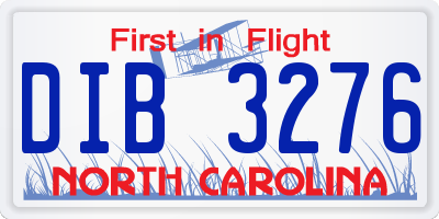 NC license plate DIB3276