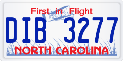NC license plate DIB3277