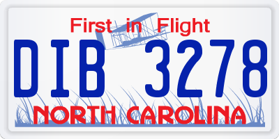 NC license plate DIB3278