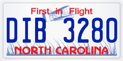 NC license plate DIB3280
