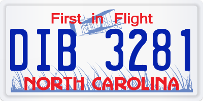 NC license plate DIB3281