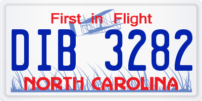 NC license plate DIB3282